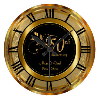Elegant 50th Golden Anniversary Large Clock