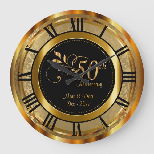 Elegant 50th Golden Anniversary Large Clock