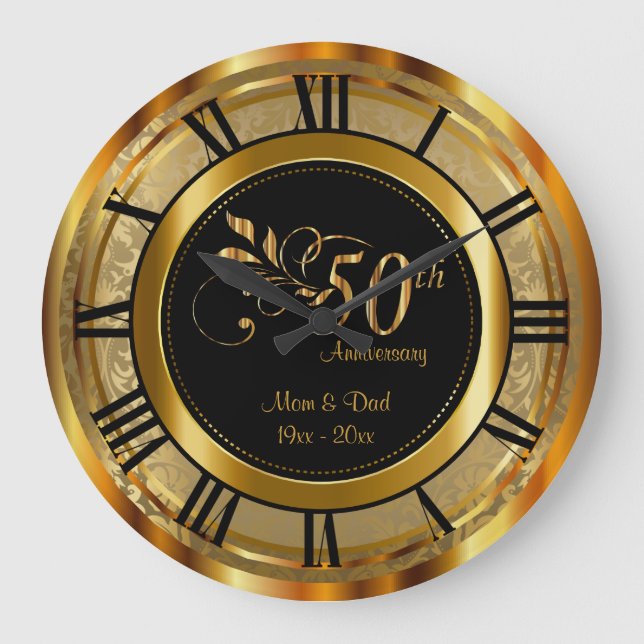 Elegant 50th Golden Anniversary Large Clock (Front)