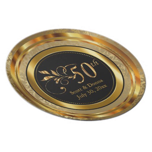 Elegant 50th Golden Anniversary Plate Zazzle