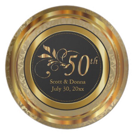 Elegant 50th Golden Anniversary Plate