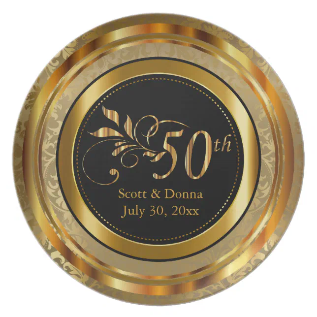 Elegant 50th Golden Anniversary Plate Zazzle