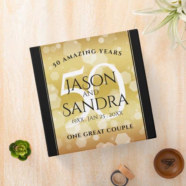 Elegant 50th Golden Wedding Anniversary 3 Ring Binder (In Situ)