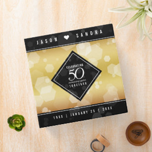 Elegant 50th Golden Wedding Anniversary 3 Ring Binder