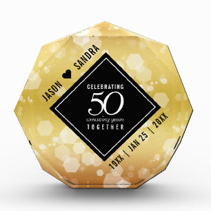Elegant 50th Golden Wedding Anniversary Acrylic Award