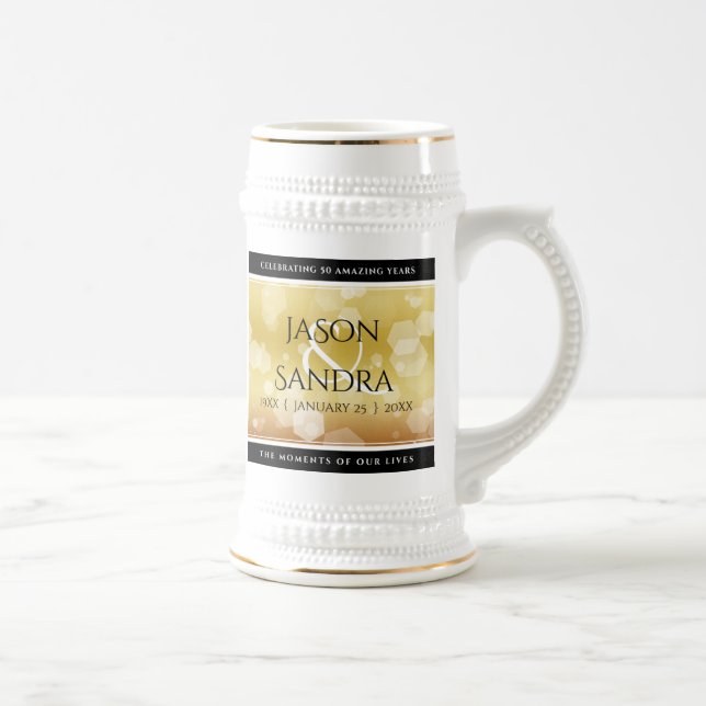Elegant 50th Golden Wedding Anniversary Beer Stein (Right)