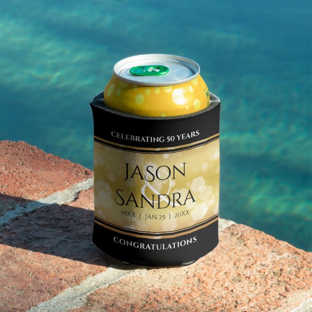Elegant 50th Golden Wedding Anniversary Can Cooler (In Situ Pool)