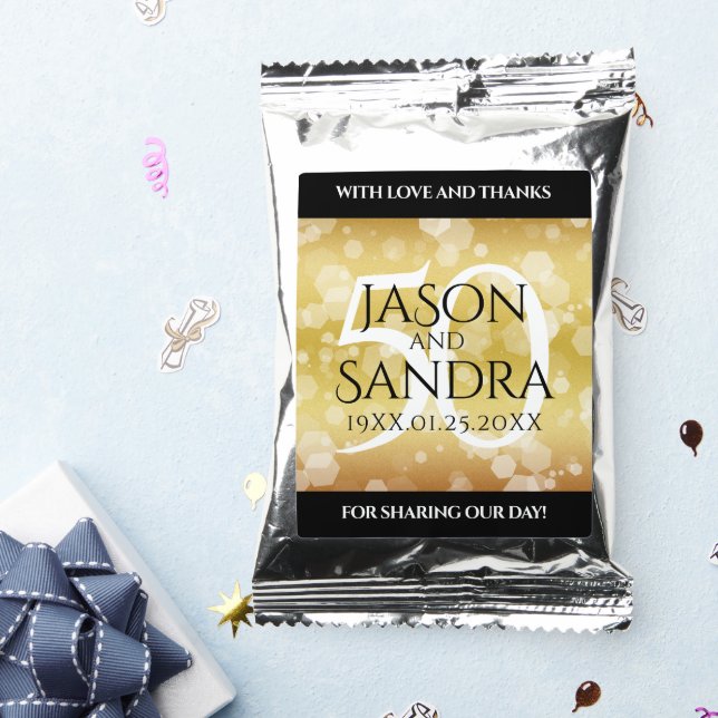Elegant 50th Golden Wedding Anniversary Coffee Drink Mix (Packets)