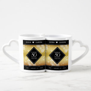 Elegant 50th Golden Wedding Anniversary Coffee Mug Set