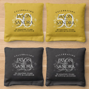 Elegant 50th Golden Wedding Anniversary Cornhole Bags