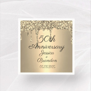 Elegant 50th Golden Wedding Anniversary Couple Napkins