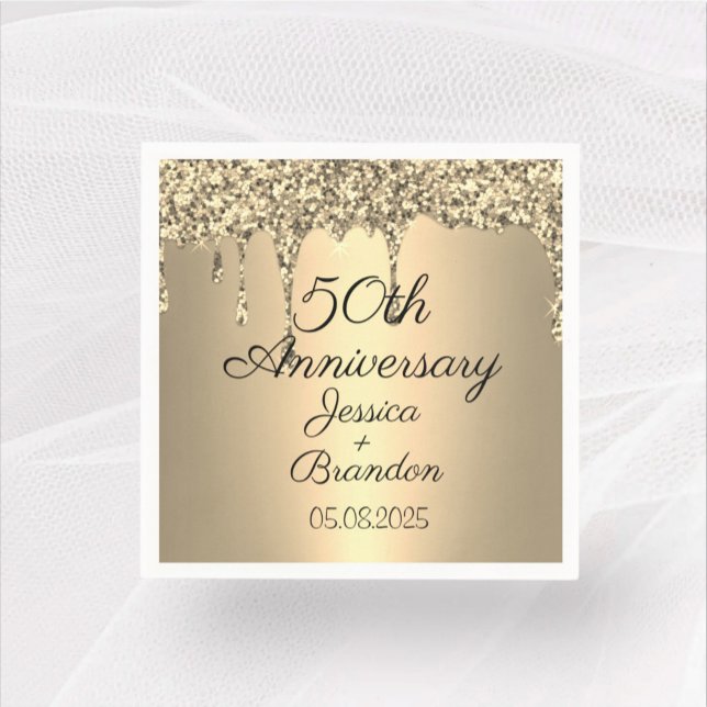 Elegant 50th Golden Wedding Anniversary Couple Napkins (Creator Uploaded)