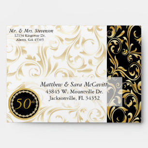 Elegant 50th Golden Wedding Anniversary Envelope