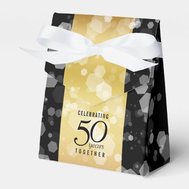 Elegant 50th Golden Wedding Anniversary Favor Boxes (Front Side)