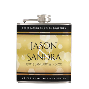 Elegant 50th Golden Wedding Anniversary Flask