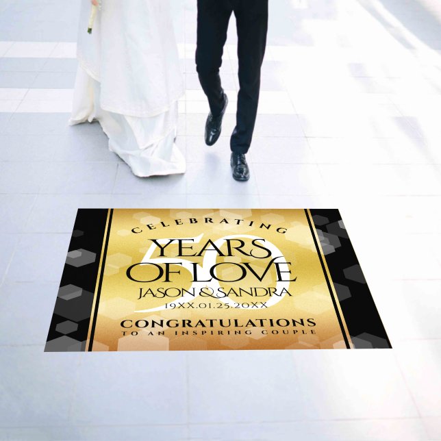 Elegant 50th Golden Wedding Anniversary Floor Decals (Wedding)