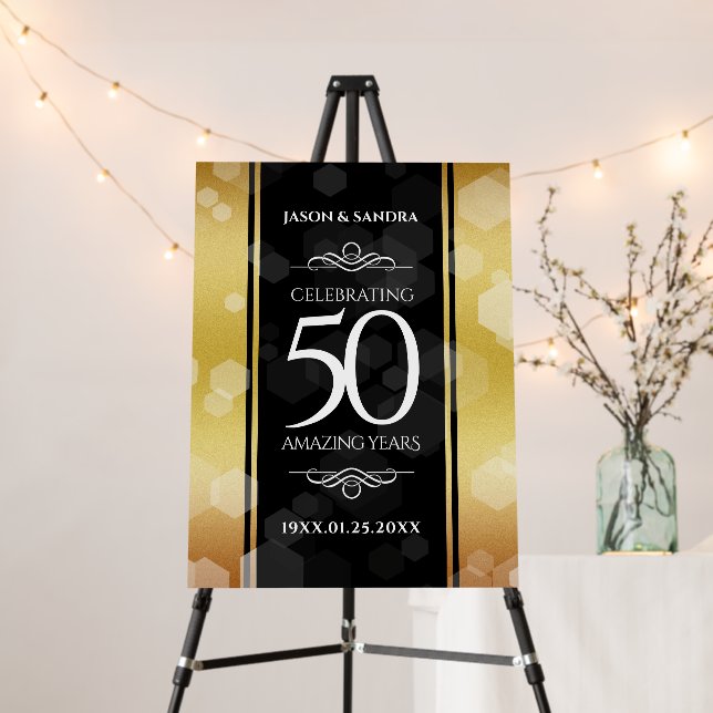 Elegant 50th Golden Wedding Anniversary Foam Board (In Situ (Stand))