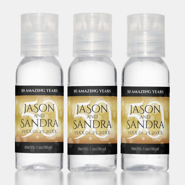 Elegant 50th Golden Wedding Anniversary Hand Sanitizer (Set)