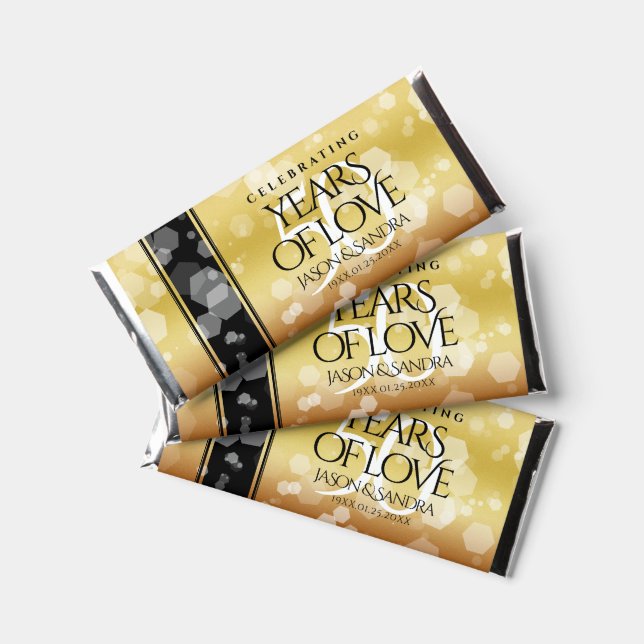 Elegant 50th Golden Wedding Anniversary Hershey Bar Favors (Front)