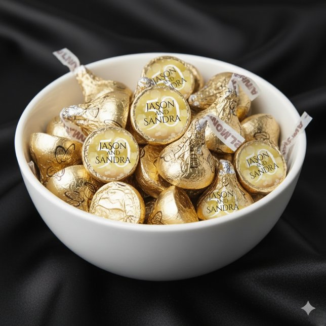 Elegant 50th Golden Wedding Anniversary Hershey®'s Kisses® (50th Golden Wedding Anniversary Hershey's Kisses Cover Photo)