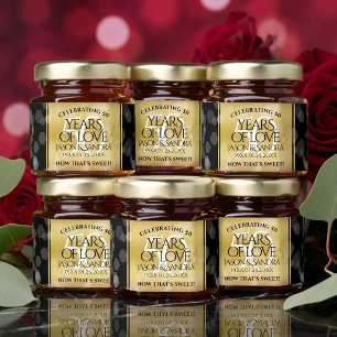 Elegant 50th Golden Wedding Anniversary Honey Jar Favors