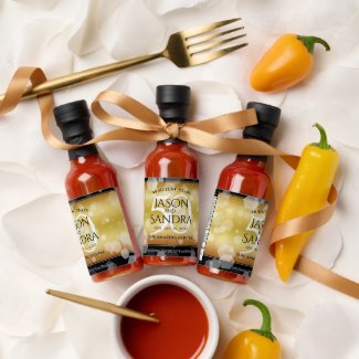 Elegant 50th Golden Wedding Anniversary Hot Sauce Labels