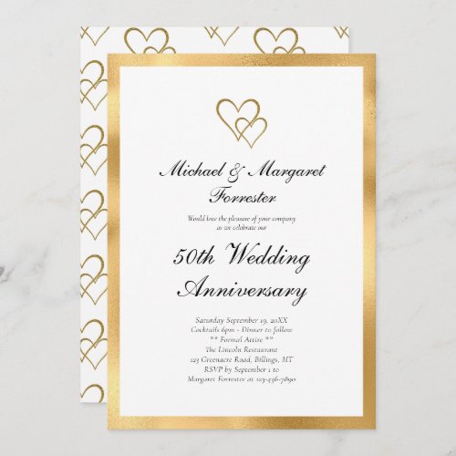 Elegant 50th Golden Wedding Anniversary  Invitation