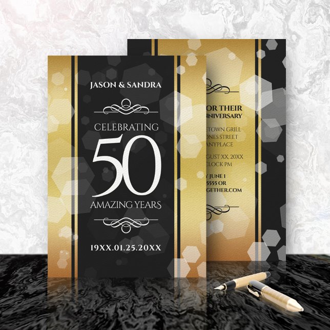 Elegant 50th Golden Wedding Anniversary Invitation (Creator Uploaded)