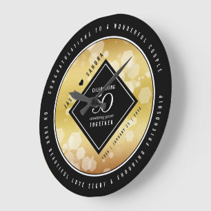 Elegant 50th Golden Wedding Anniversary Large Clock