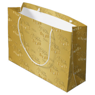 Elegant 50th Golden Wedding Anniversary Large Gift Bag