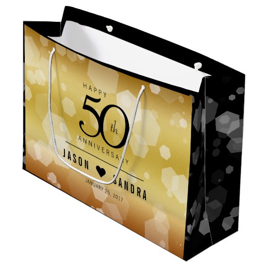 Elegant 50th Golden Wedding Anniversary Large Gift Bag Zazzle Elegant 50th Golden Wedding Anniversary Large Gift Bag