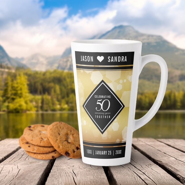Elegant 50th Golden Wedding Anniversary Latte Mug (Creator Uploaded)
