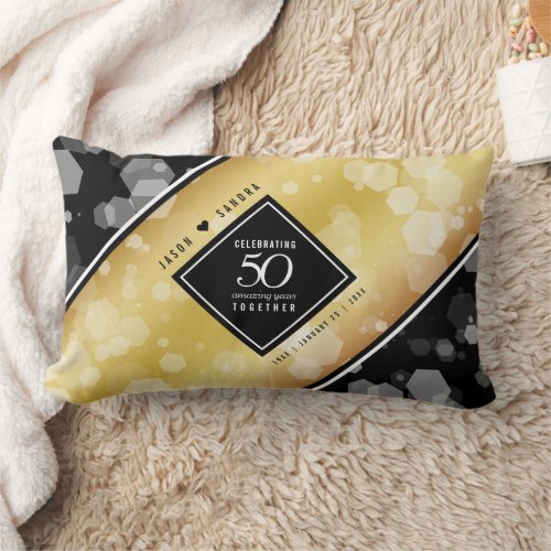 Elegant 50th Golden Wedding Anniversary Lumbar Pillow