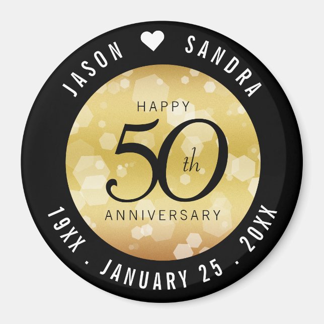 Elegant 50th Golden Wedding Anniversary Magnet (Front)