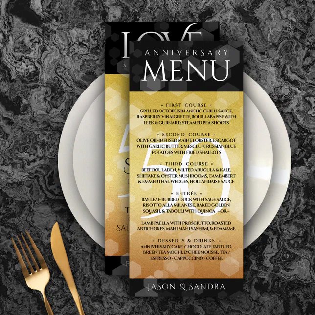 Elegant 50th Golden Wedding Anniversary Menu | Zazzle