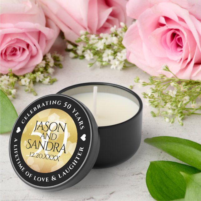 Elegant 50th Golden Wedding Anniversary Mini Candle Favors (Insitu (Wedding))