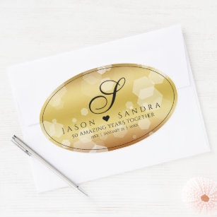 Gold Oval Wedding Stickers & Labels - 107 Results