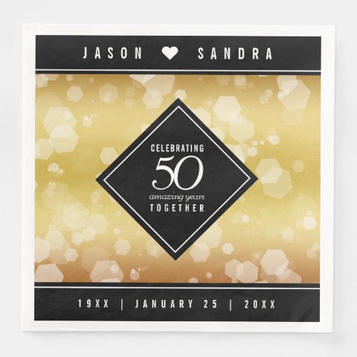 Elegant 50th Golden Wedding Anniversary Paper Dinner Napkins