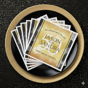 Elegant 50th Golden Wedding Anniversary Paper Dinner Napkins