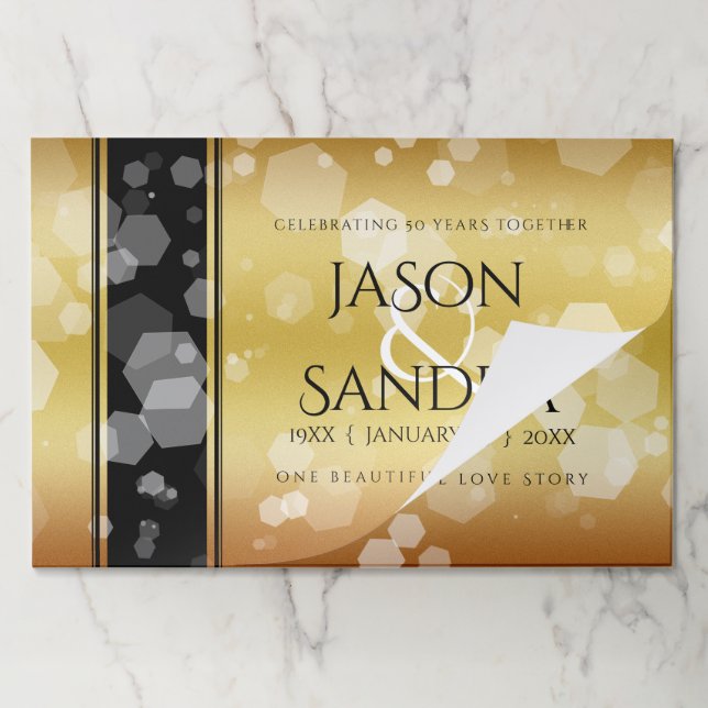 Elegant 50th Golden Wedding Anniversary Paper Pad (Folded)