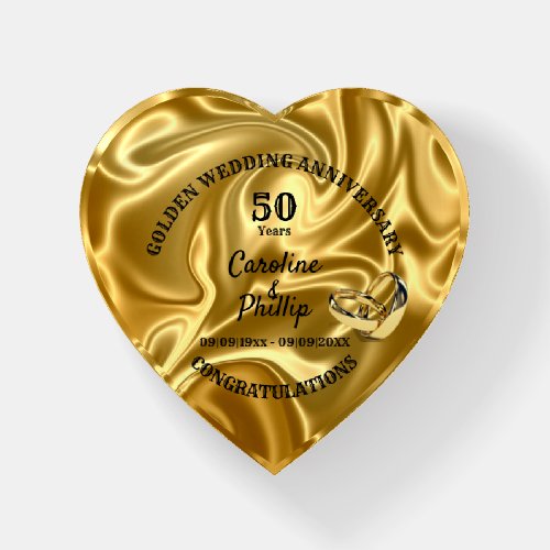 Elegant 50th Golden Wedding Anniversary  Paperweight
