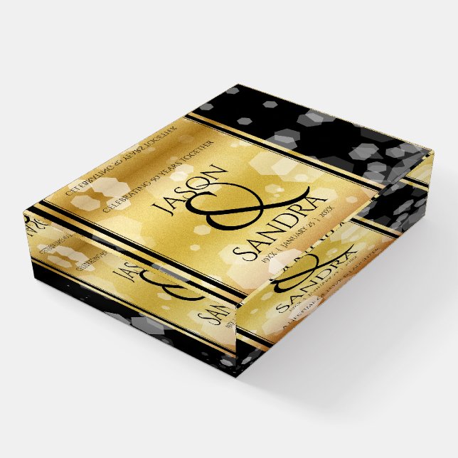 Elegant 50th Golden Wedding Anniversary Paperweight (Angled)
