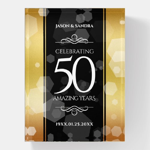 Elegant 50th Golden Wedding Anniversary Paperweight