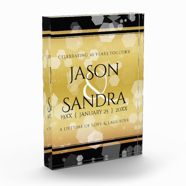 Elegant 50th Golden Wedding Anniversary Photo Block (Left)