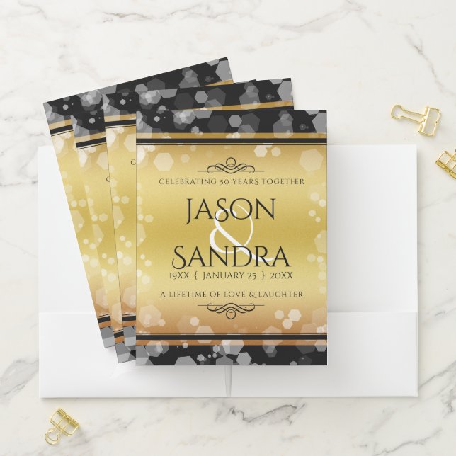 Elegant 50th Golden Wedding Anniversary Pocket Folder (In Situ)