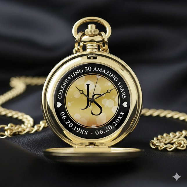 Elegant 50th Golden Wedding Anniversary Pocket Watch (Elegant 50th Golden Wedding Anniversary Pocket Watch Cover Photo)