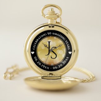 Elegant 50th Golden Wedding Anniversary Pocket Watch