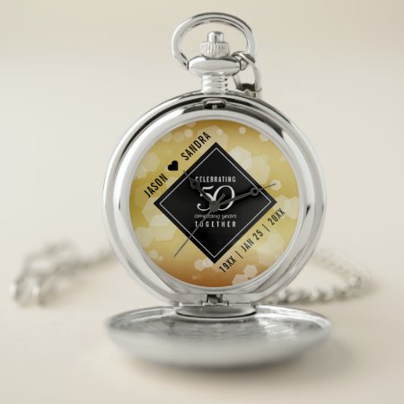 Elegant 50th Golden Wedding Anniversary Pocket Watch