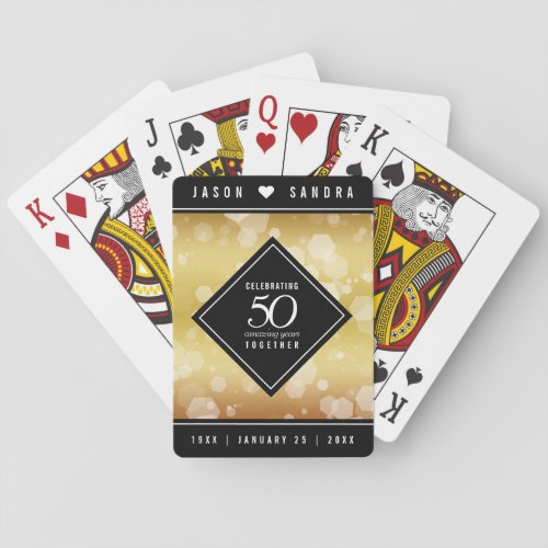 Elegant 50th Golden Wedding Anniversary Poker Cards