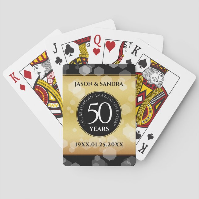 Elegant 50th Golden Wedding Anniversary Poker Cards (Back)